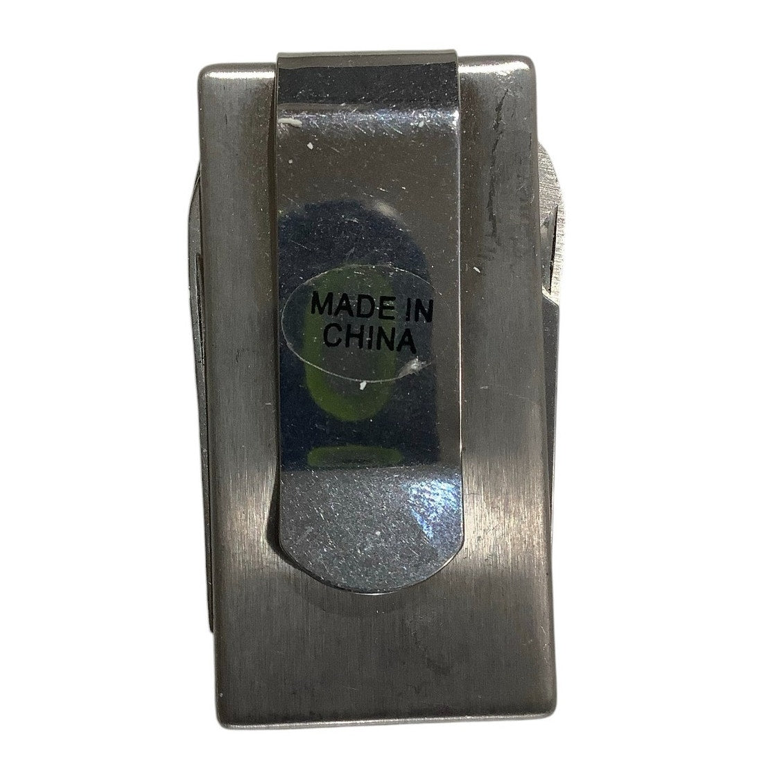 Silver Metal 5 Tool Pocket Utility Tool, Money Clip, Belt Clasp Clip, EUC