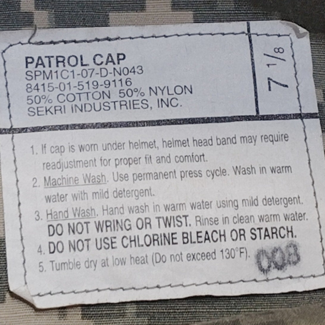 United States Digital ACU Camo Patrol Cap, Size 7-1/8, Ripstop, Sekri Ind., EUC