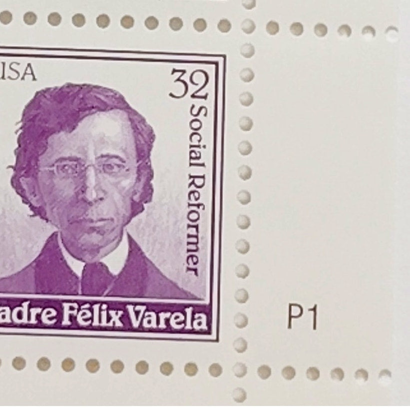 Plate Block of 4 – 1997 USA 32¢ Padre Félix Varela MNH Scott 3166 – Microprint