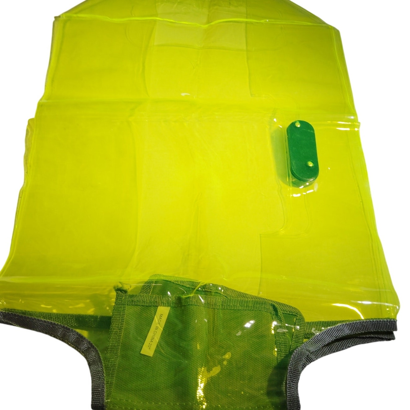 17"–20" PVC Luggage Protective Cover – Transparent Yellow/Green w/ Built‑In Lock