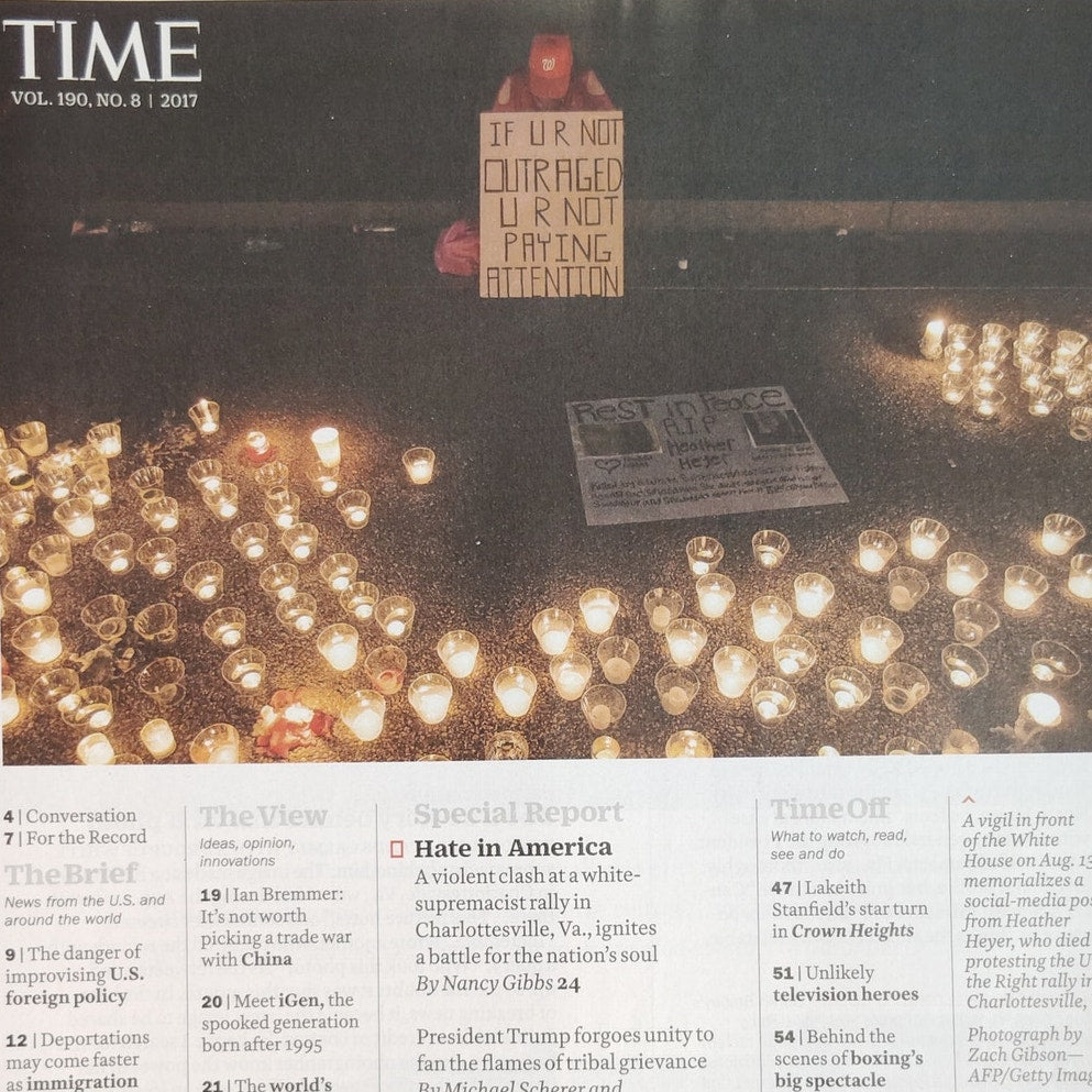 TIME Magazine Aug 28 2017 Hate in America Charlottesville Back Issue