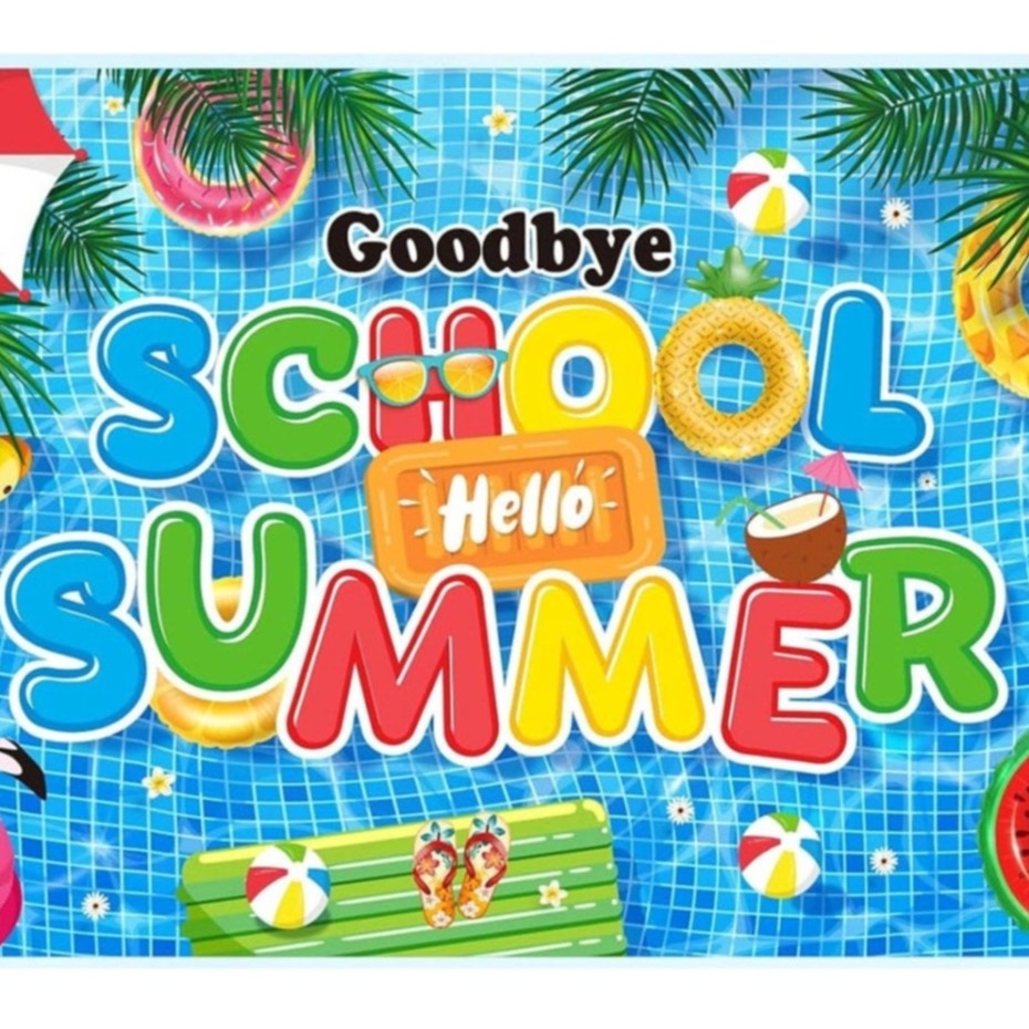 Goodbye School Hello Summer Backdrop 71×44 in Pool Beach Party Decoration