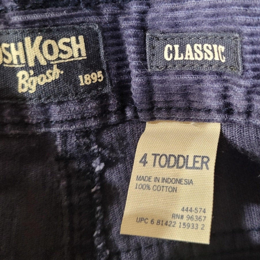VTG OshKosh B'gosh Classic Cotton Corduroys,  Size 4T, 33-36 LBS, 39.5-42"HT NWT