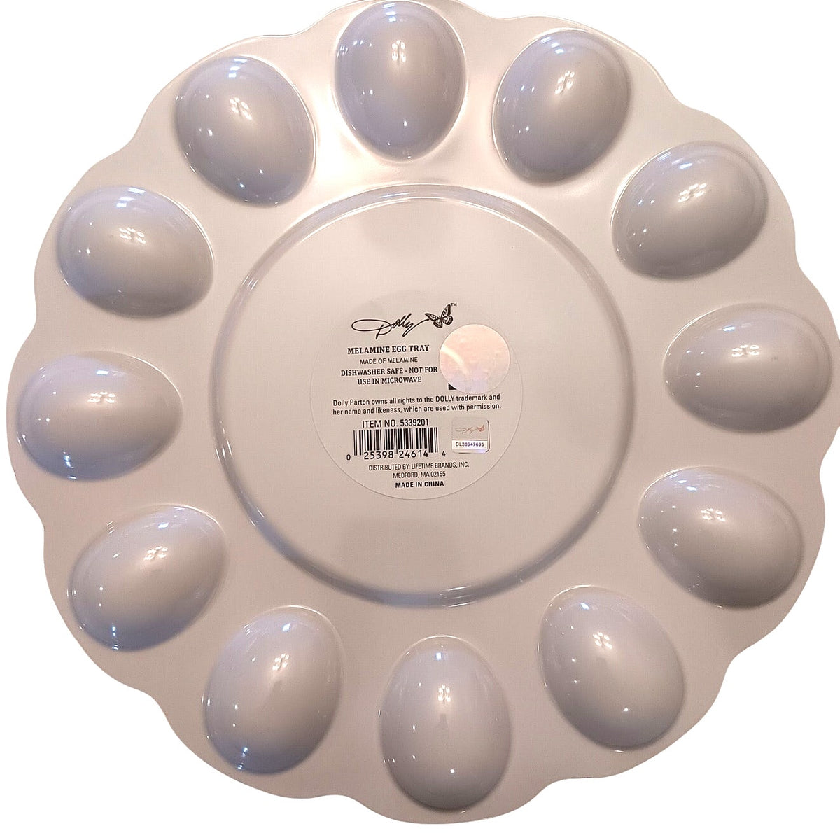 Dolly Parton Spring Melamine Egg Tray - White & Pink Floral Scalloped Design