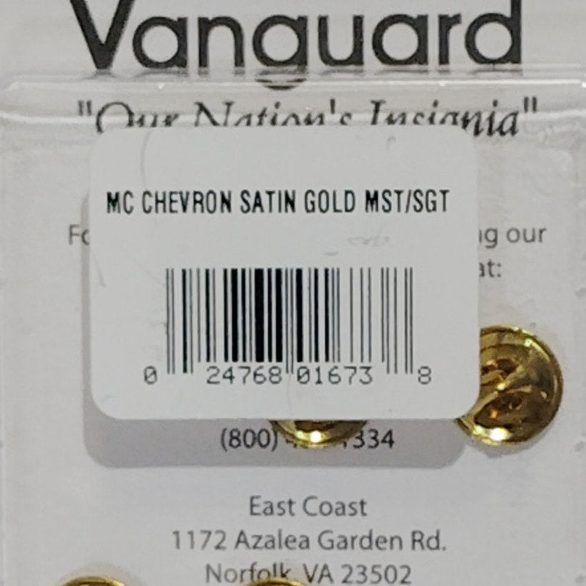 Vanguard Marine Corps Chevron – Master Sergeant – Satin Gold – 7/8" x 1-1/2"