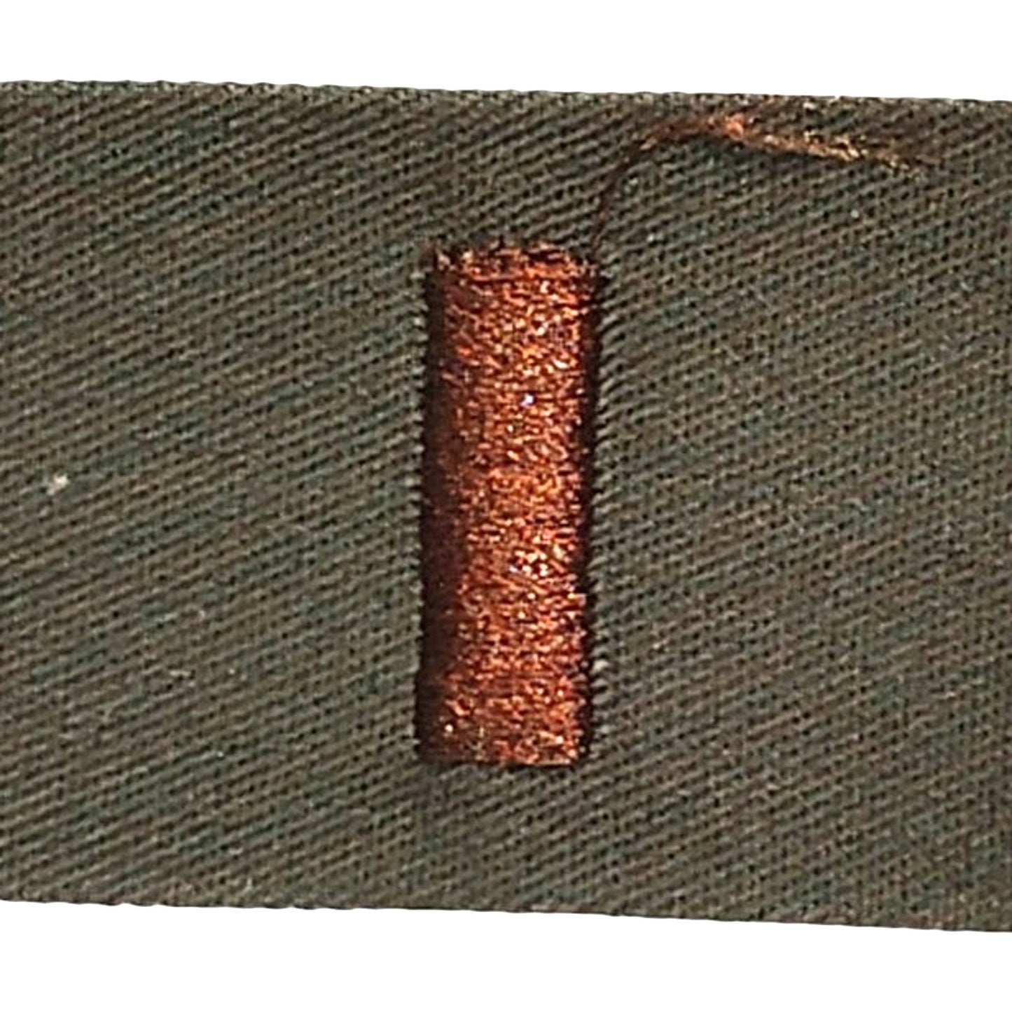 US Army 2nd Lieutenant O‑1 Rank Strip Brown on ODG Twill – 6‑1/4" Folded Twill