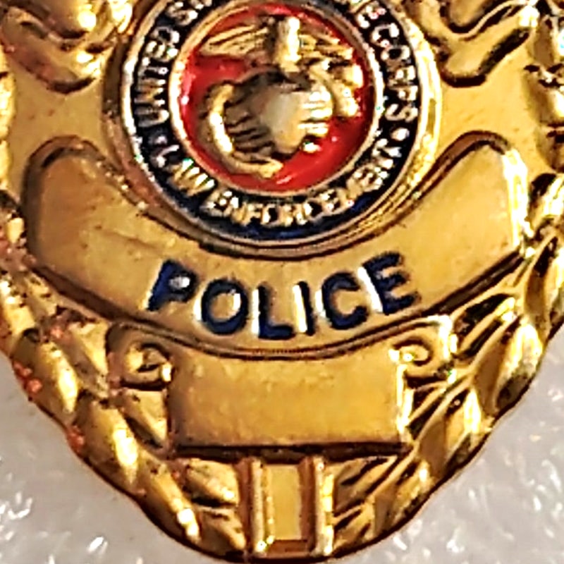 U.S.M.C. Military Police Badge Novelty Hat Lapel Pin, 1‑1/16" × 3/4"
