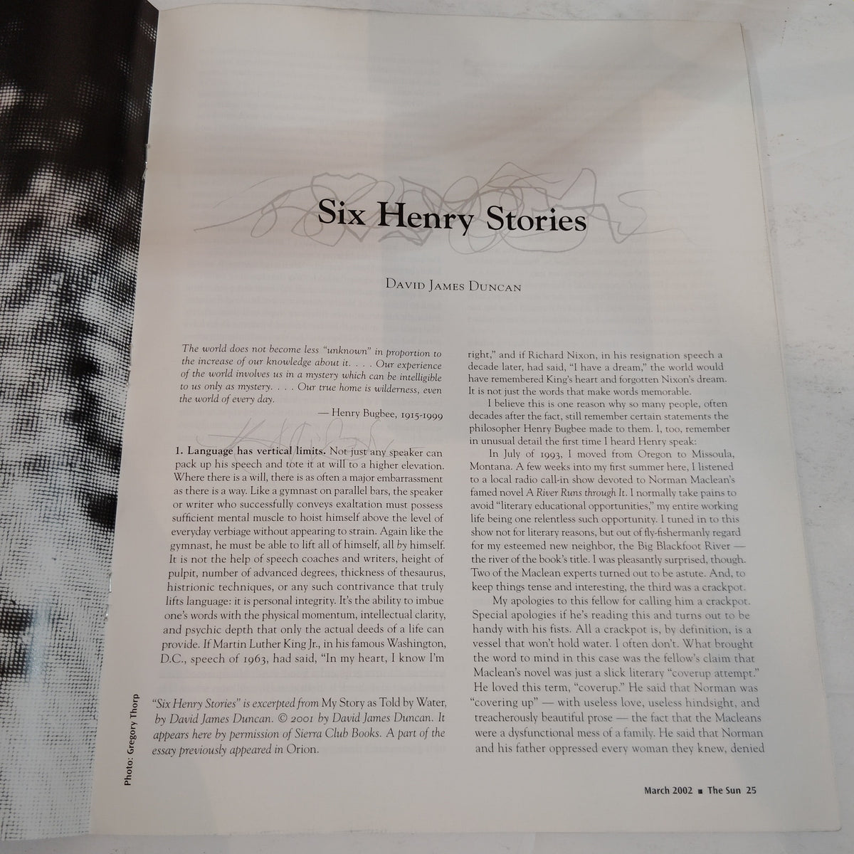 The Sun Magazine - March 2002, Issue 315 - Vintage Independent Publication