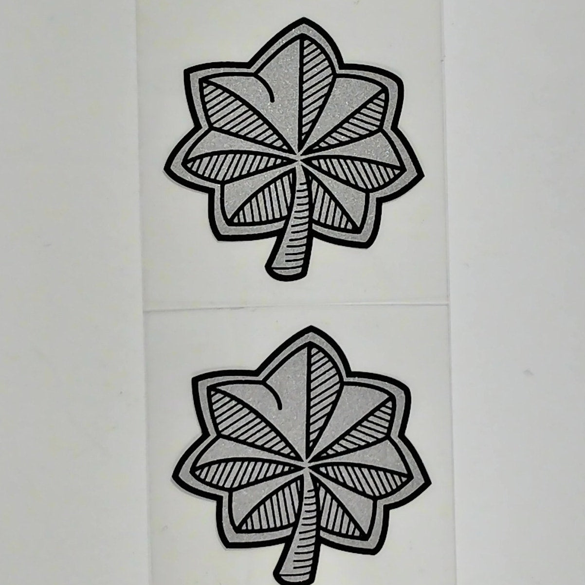 Officer Rank O-5 Silver Leaf Decal Set – 2" x 2" Each – Vinyl – Window Mount– D6