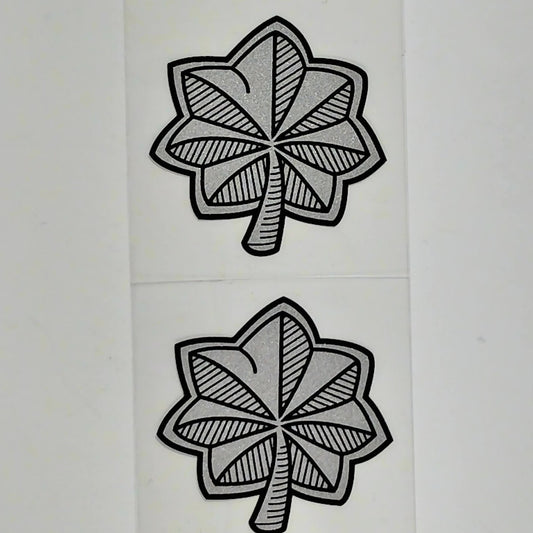 Officer Rank O-5 Silver Leaf Decal Set – 2" x 2" Each – Vinyl – Window Mount– D6