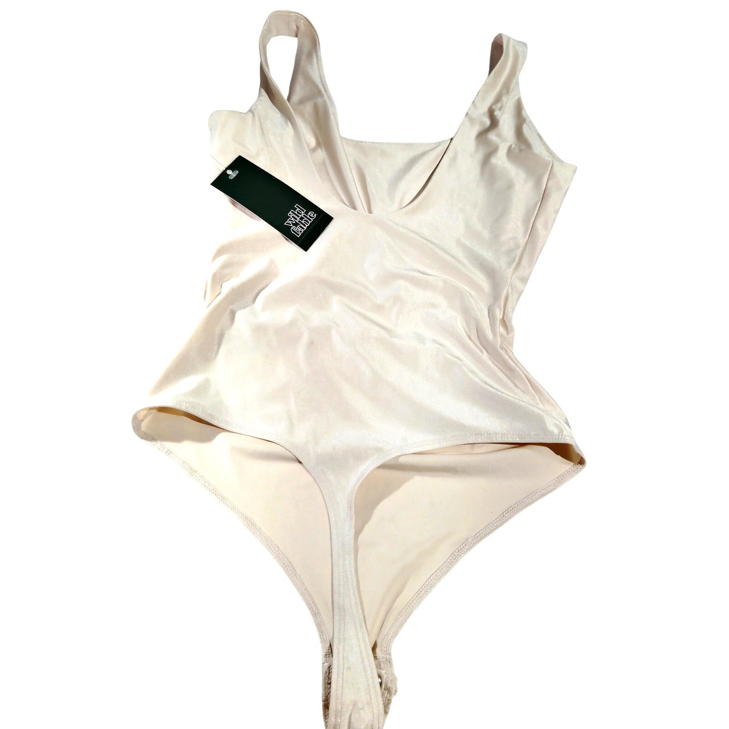 Wild Fable Women’s Shine Knit Tank Bodysuit – Off‑White/Linen Shade – XXS - NWT