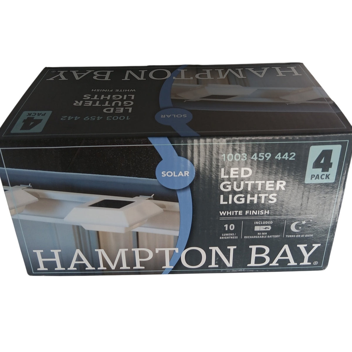 Hampton Bay Solar LED Gutter Lights 4-Pack White Outdoor Security NXT-40001