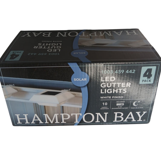 Hampton Bay Solar LED Gutter Lights 4-Pack White Outdoor Security NXT-40001