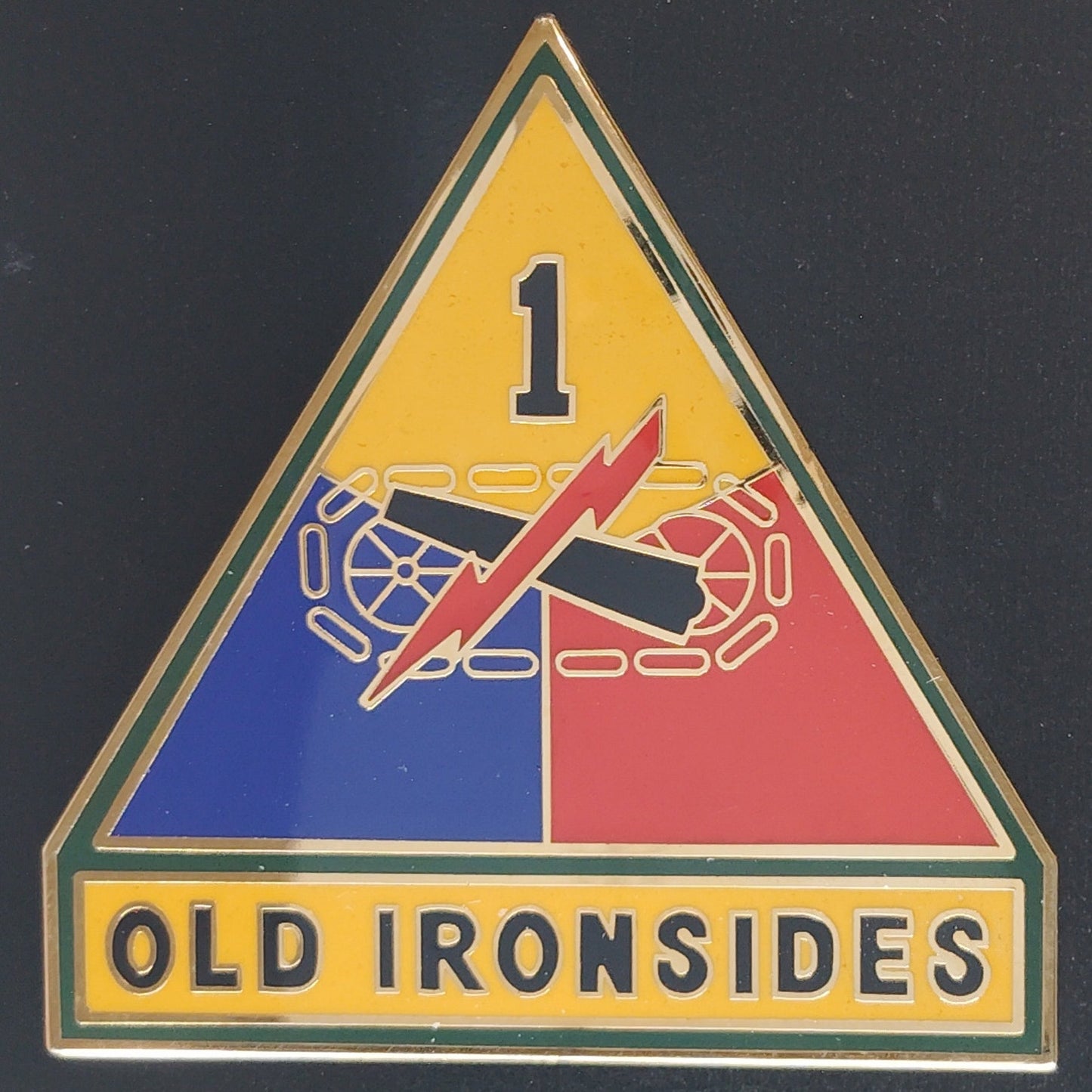 1st Armored Division CSIB Novelty Hat Lapel Pin Old Ironsides 2" × 2"