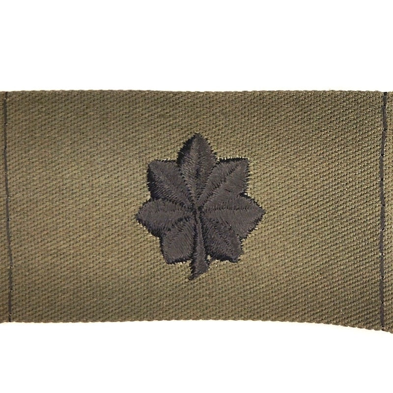 US O‑5 Rank Insignia Subdued Black on ODG – Folded Twill Single 3‑1/8" × 1‑3/4"