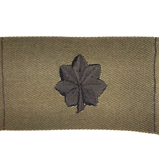 US O‑5 Rank Insignia Subdued Black on ODG – Folded Twill Single 3‑1/8" × 1‑3/4"