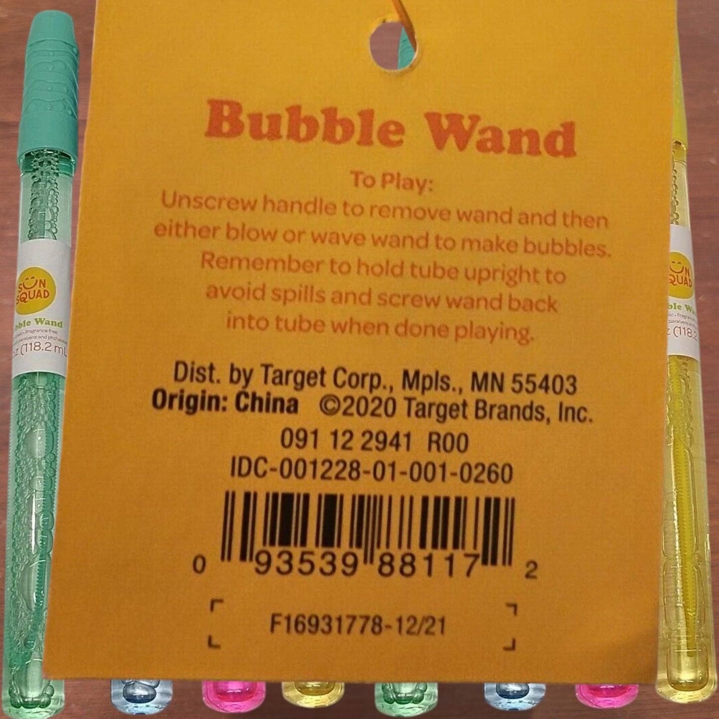 Sun Squad Bubble Wands – 8pk – 4oz Each 4 Assorted Colors – Dye Free & Non‑Toxic