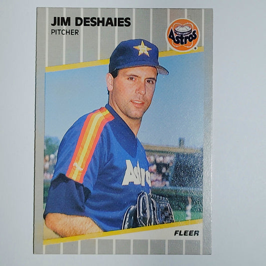1989 Fleer Jim Deshaies #356 Houston Astros Pitcher - Rainbow Jersey VG/EX
