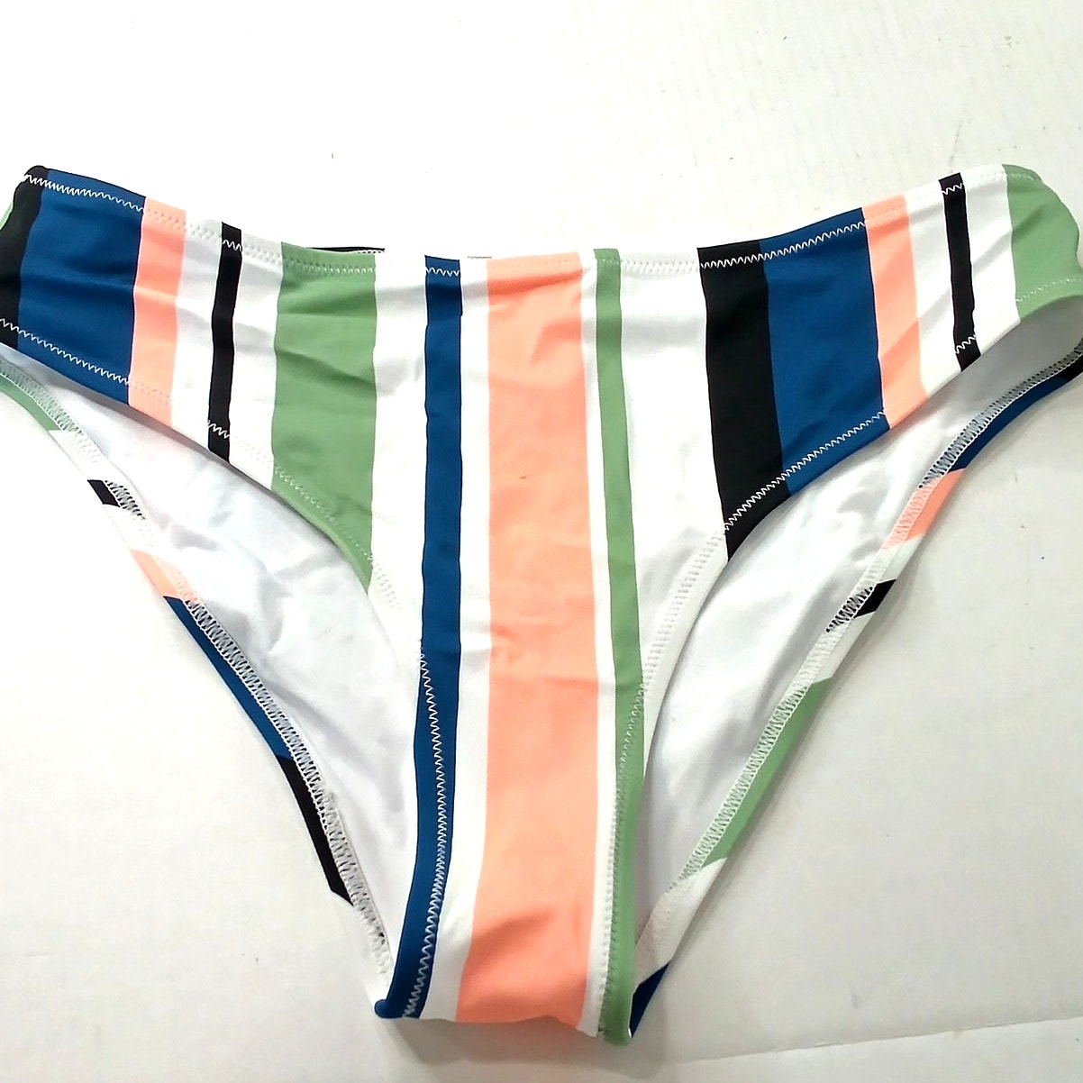Cupshe Multicolor Stripe Bikini Bottoms Vertical Bands Hipster Fit Women’s Large
