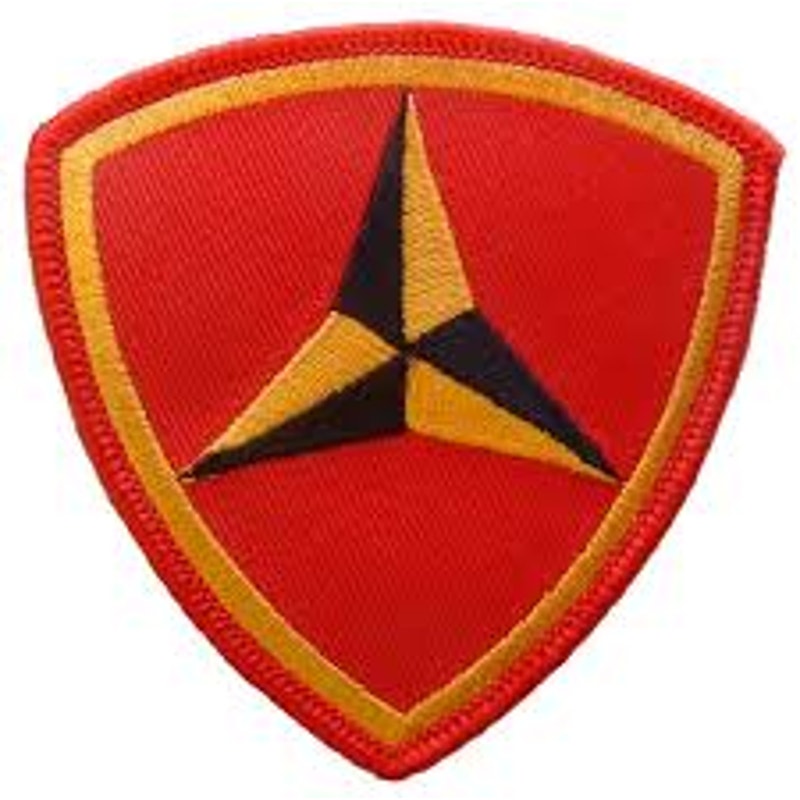USMC 3rd Marine Division Patch – Red Shield – 3" × 3"- Sew-On