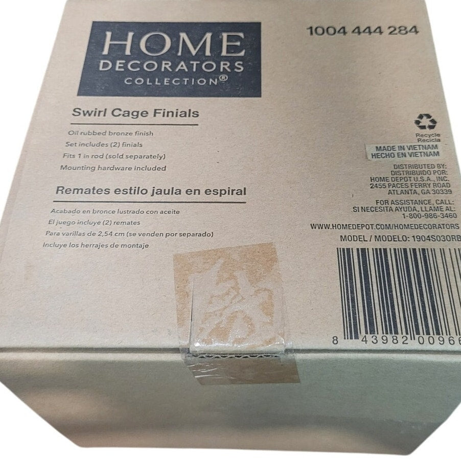 Oil-Rubbed Bronze Swirl Cage Finials (2 Sets of 2) Fits 1" Home Decorators Rods