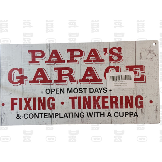 Papa’s Garage Rustic Wooden Sign – Funny Gift for Papa, Father’s Day Decor
