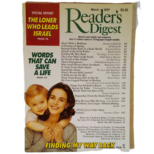 Reader's Digest Magazine March 1997 Vintage 1990s Back Issue Collectible