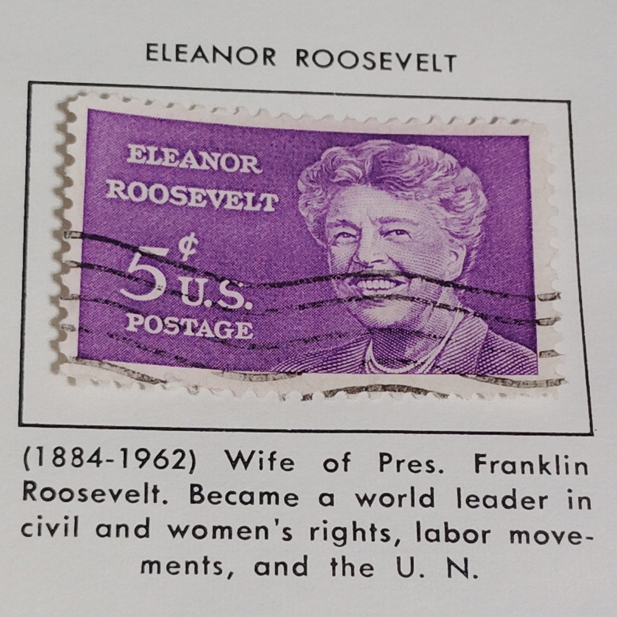 1963 Scott #1236 – 5¢ Eleanor Roosevelt / Civil & Women’s Rights – Canceled