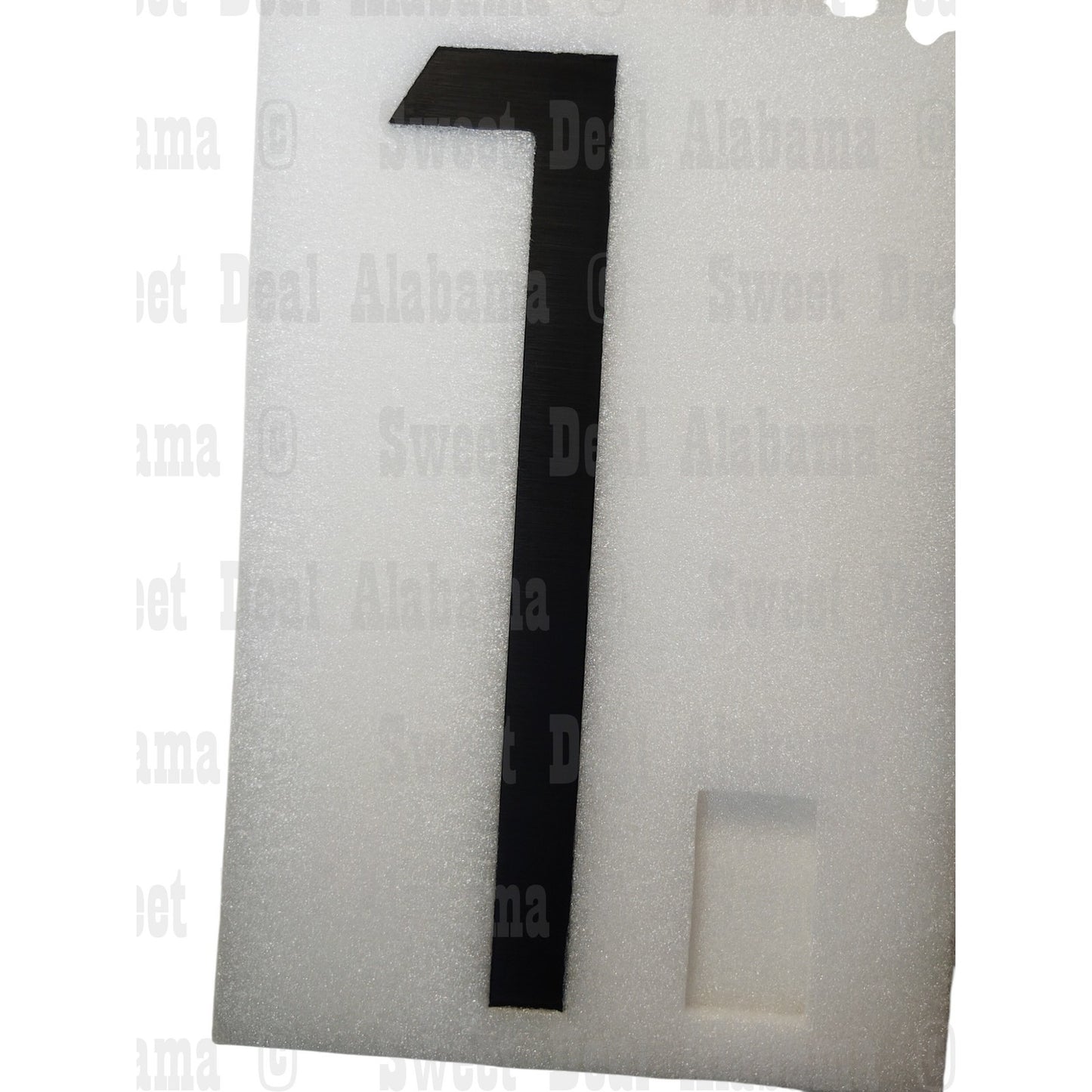 12" Modern House Number - Matte Black Aluminum - Floating or Flush Mount - # 1