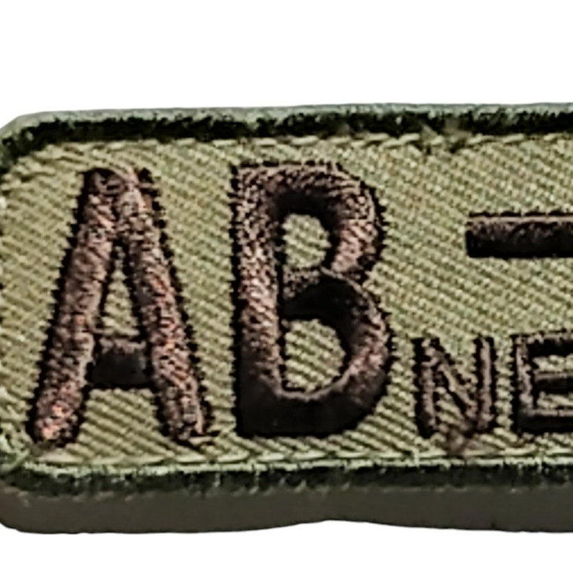 Mil-Spec Embroidered Blood Type Patch AB NEG Coyote Hook-n-Loop Back Tactical ID