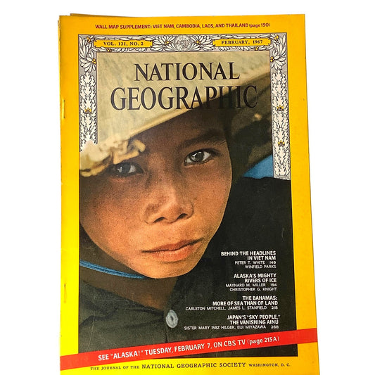 National Geographic Magazine FEB 1967, Vietnam, Alaska, Bahamas, Japan & More