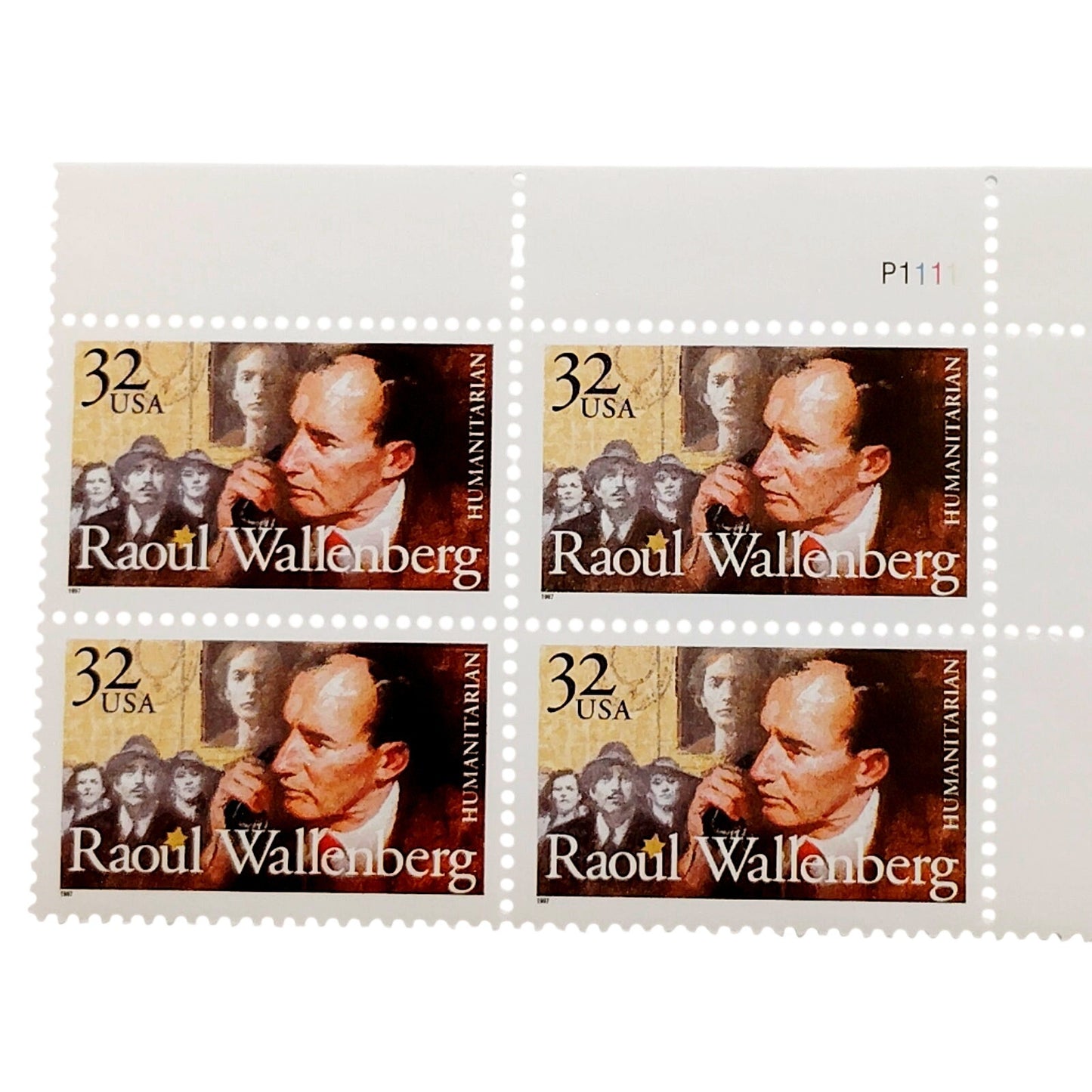 Block of 4 – 1997 USA 32¢ Raoul Wallenberg MNH Scott 3135 Plate Block