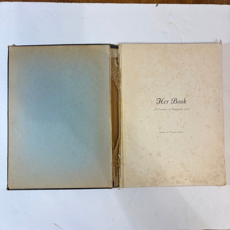 Her Book: A Treasure of Household Lore (1932) Vintage Blue Gold Textured Cover
