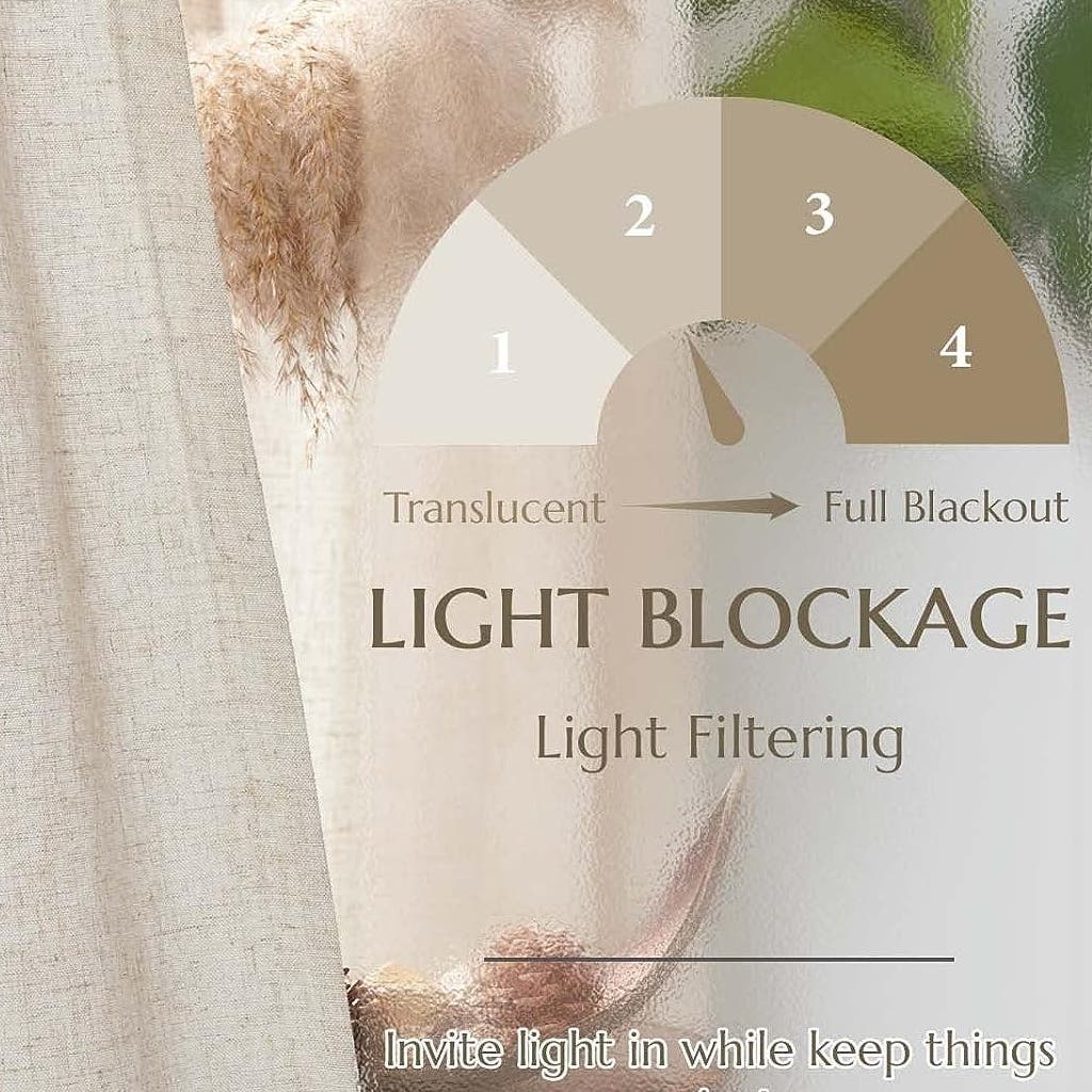 Linen Beige Curtains Panels Drapes, Each 50"W x 90"L, Light Filtering, 2 Panels