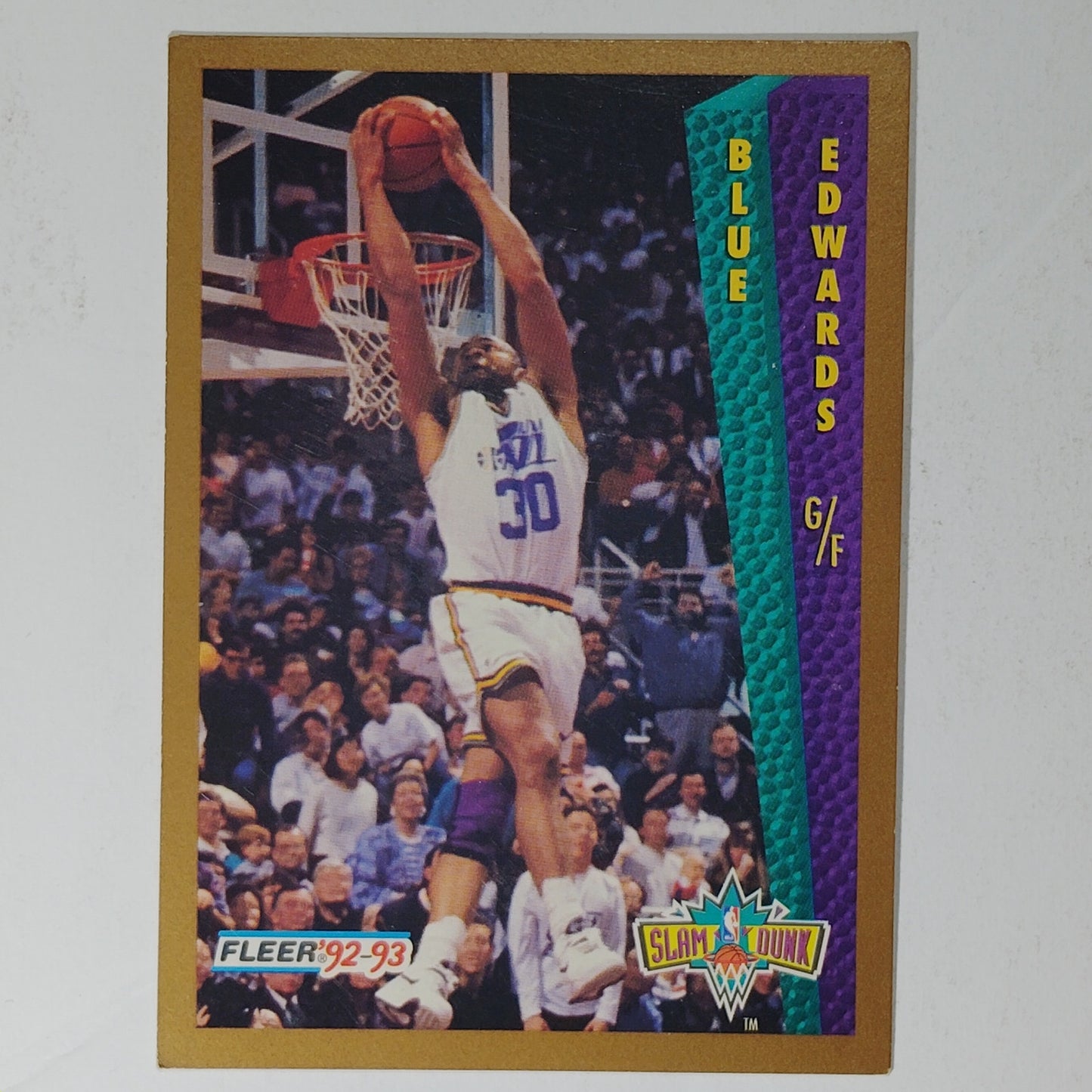 1992–93 Fleer Blue Edwards #290 – Utah Jazz – Slam Dunk – VG/EX