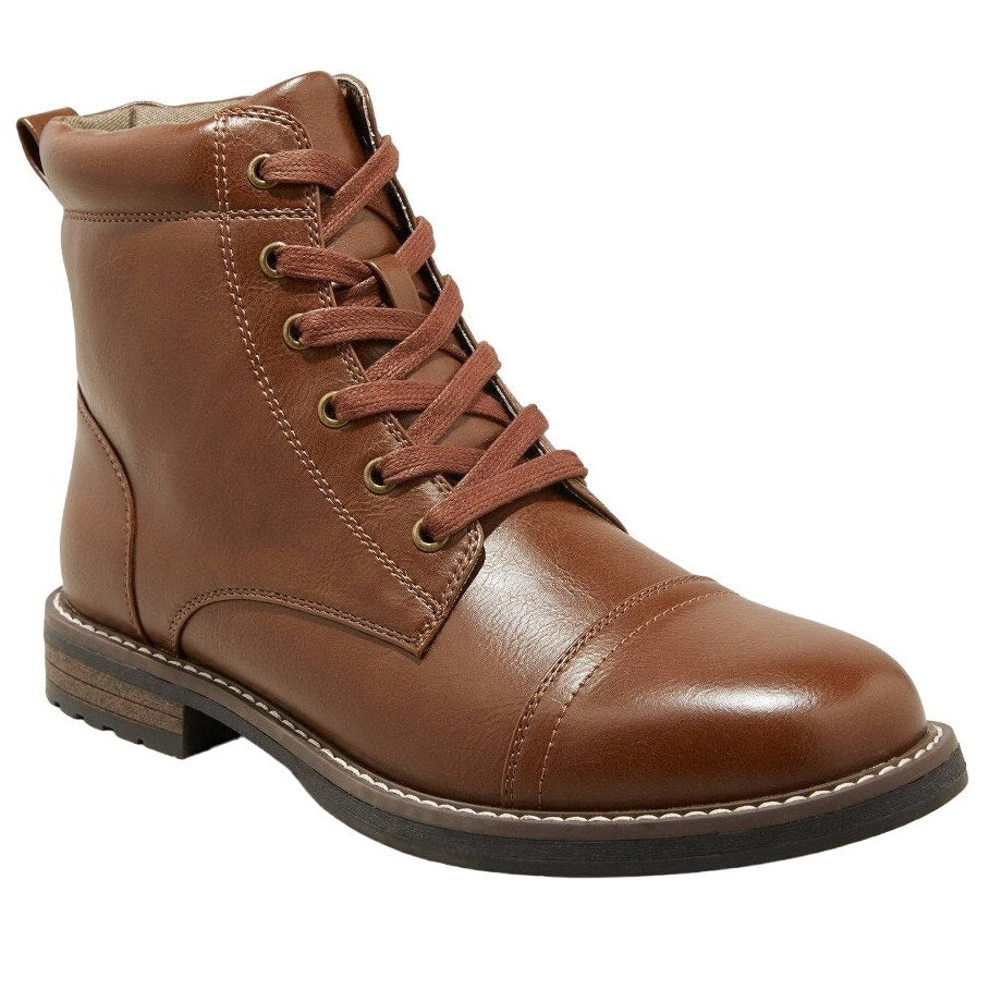 Men's Jeffrey Cap Toe Combat Boots, Size 9, Brown - Goodfellow & Co