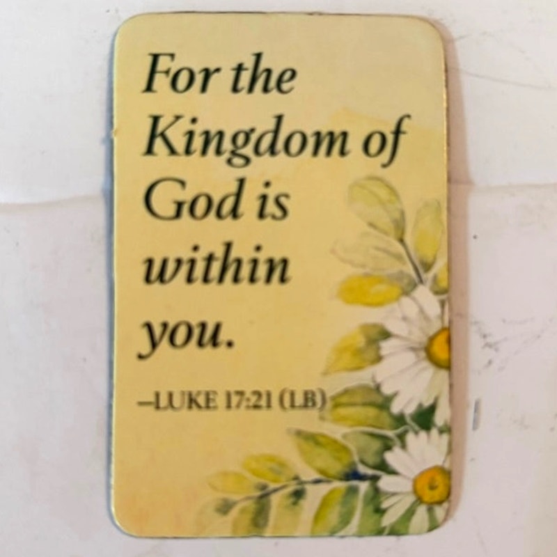 Luke 17:21 Scripture Magnet Daisy Floral Living Bible Christian Inspirational