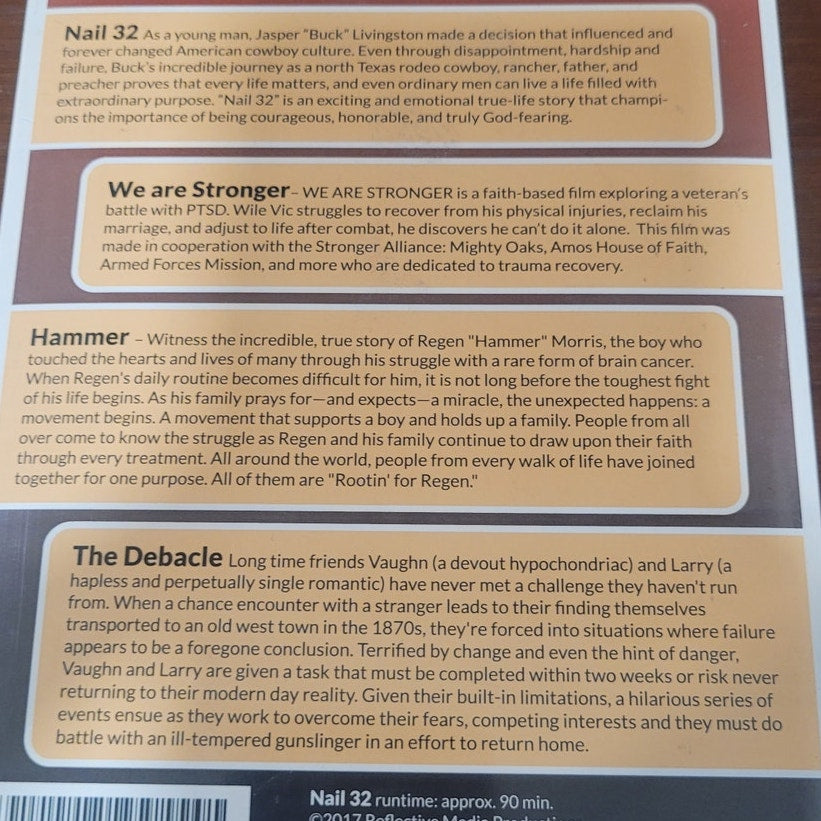 4 Faith Favorites DVDs, Nail 32 We Are Stronger Hammer Debacle Western Christian