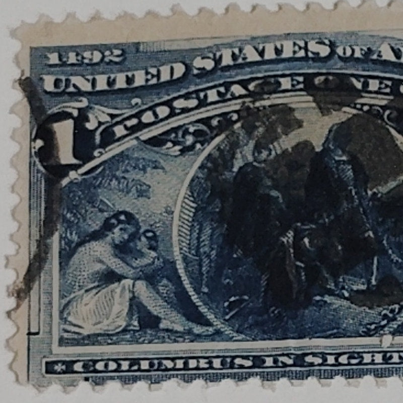 1893 1¢ Columbus in Sight of Land Stamp, Scott #230 Canceled, Columbian Expo