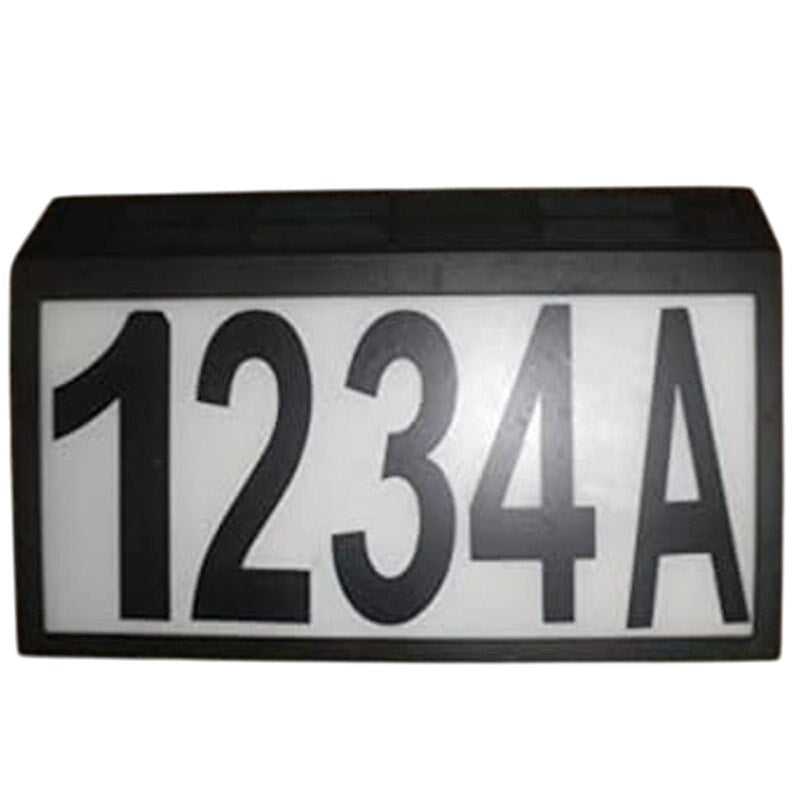 Solar Powered House Number Light Sign LED Illuminated Outdoor Plaque, Waterproof
