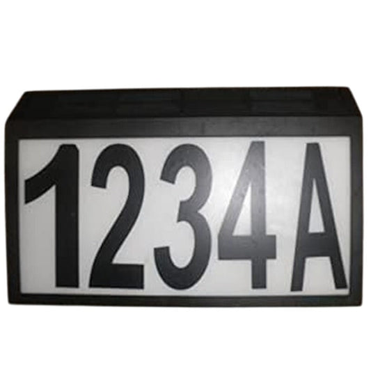 Solar Powered House Number Light Sign LED Illuminated Outdoor Plaque, Waterproof