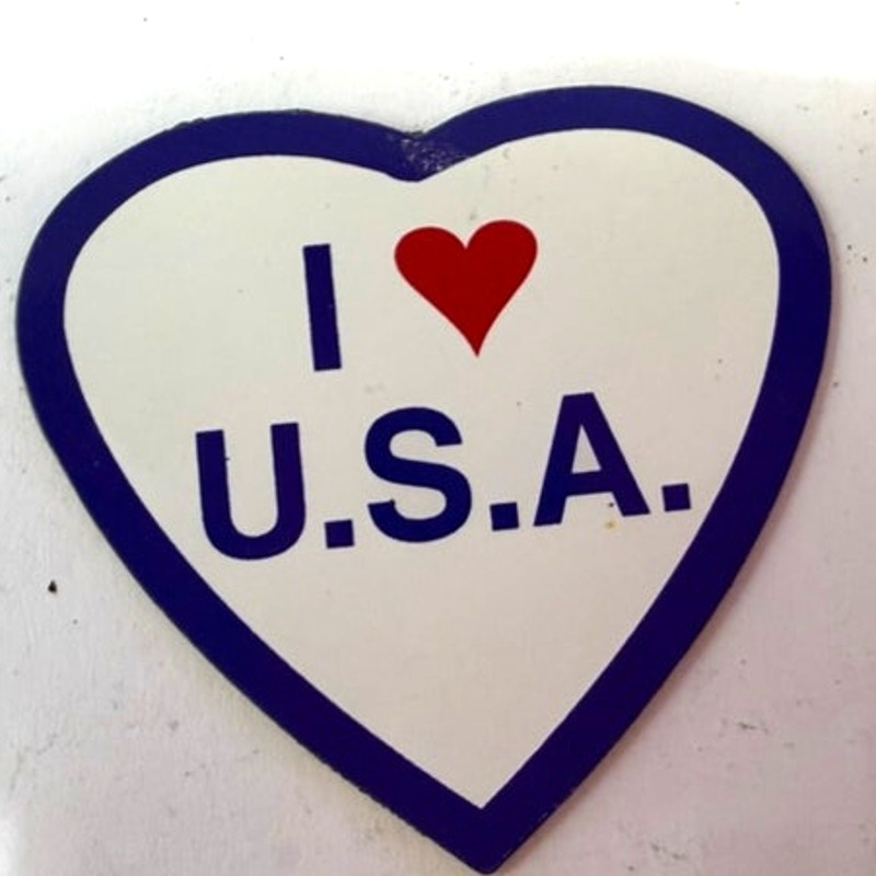 I Love USA Heart‑Shaped Patriotic Flexible Magnet Red White Blue 2‑1/4"