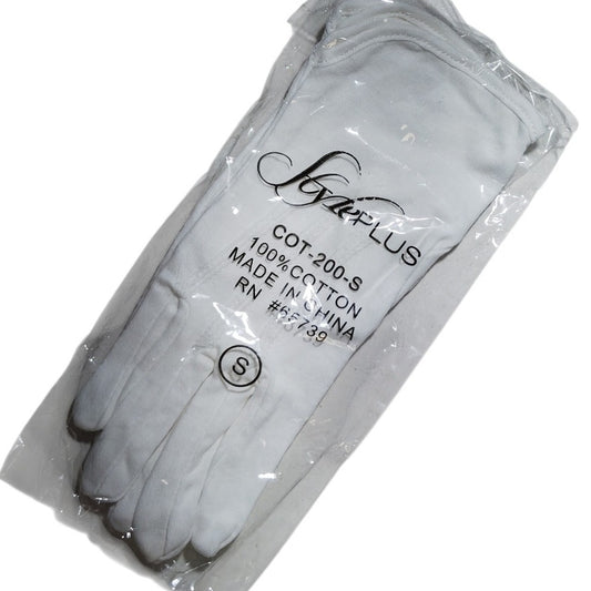 StylePlus White Cotton Gloves – Slip-On, Size Small, RN#6573, COTWSM