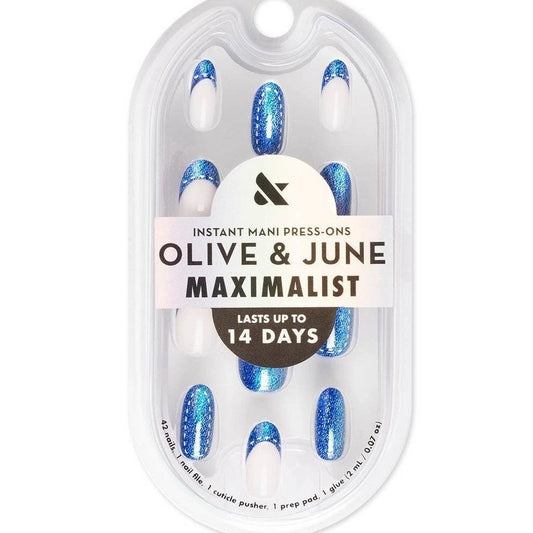 Olive & June Press-On Fake Nails – Maximalist Denim – 42ct – Short Round – Instant Mani Set