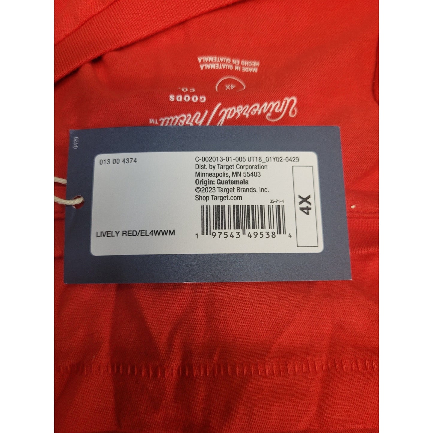 Women's Shrunken Short Sleeve T-Shirt - Universal Thread, Red, 4X, NWT