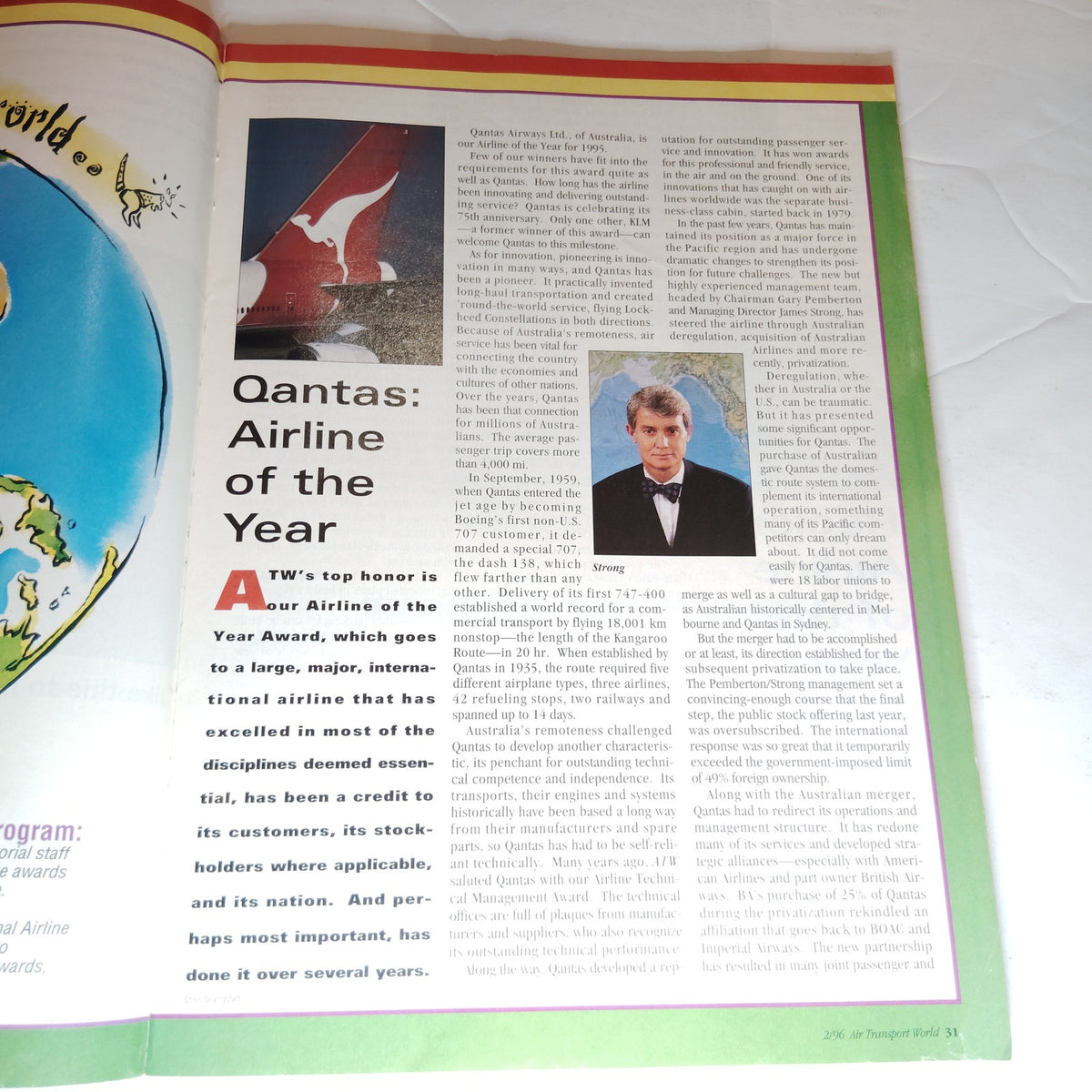 Air Transport World Magazine Feb 1996 - Qantas Airline of the Year Edition