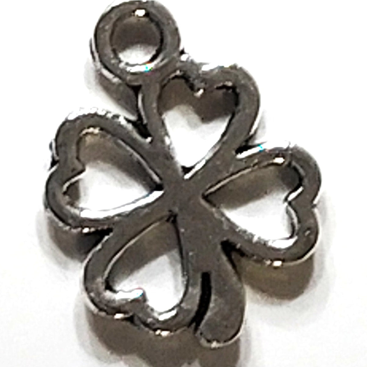 Silver Tone Pendant Charm 4‑Heart Clover Design 1/2" Lucky Jewelry Accessory