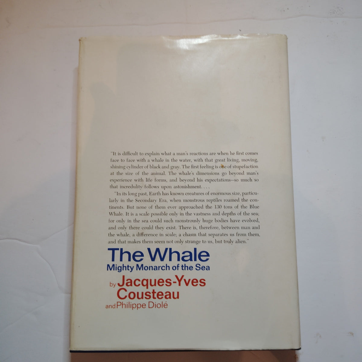 The Whale Mighty Monarch of the Sea 1972 Cousteau Hardcover Excellent One-Owner