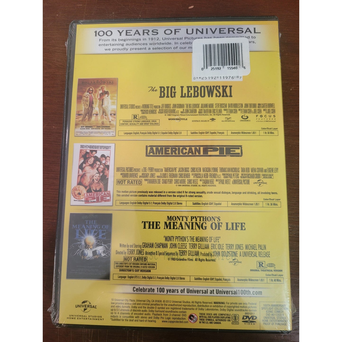 3 Movie DVD Comedy Collection – Big Lebowski, American Pie, Monty Python