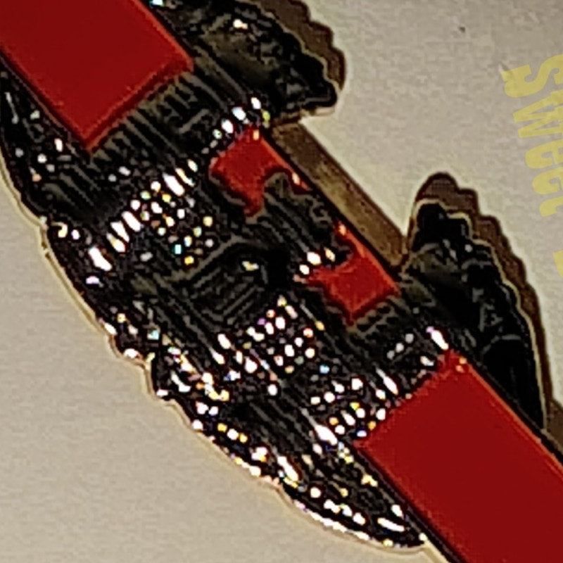 Army Combat Engineer Badge Pin 3"W x 1"H, Red, W/ Castle Emblem